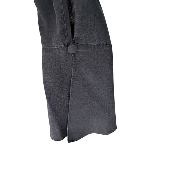 Vintage Chloe Silk Soft Black Bell Sleeve Oversized Tunic Button Down Blouse XS - Picture 9 of 13